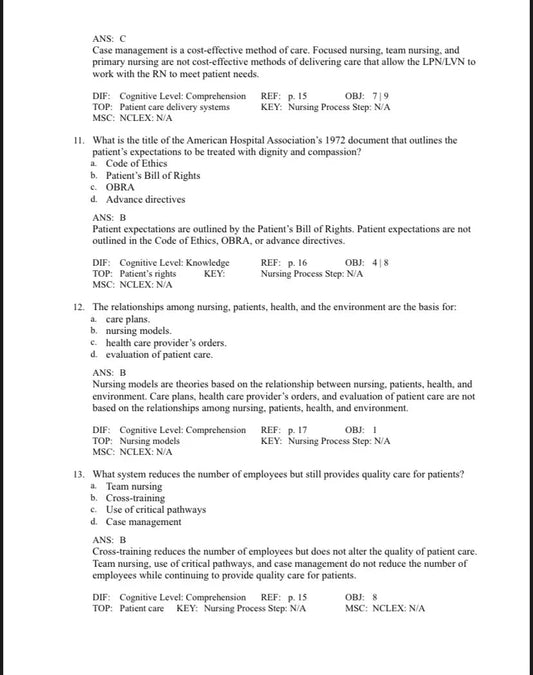 Test bank Foundation of Nursing, 9th Edition by Cooper