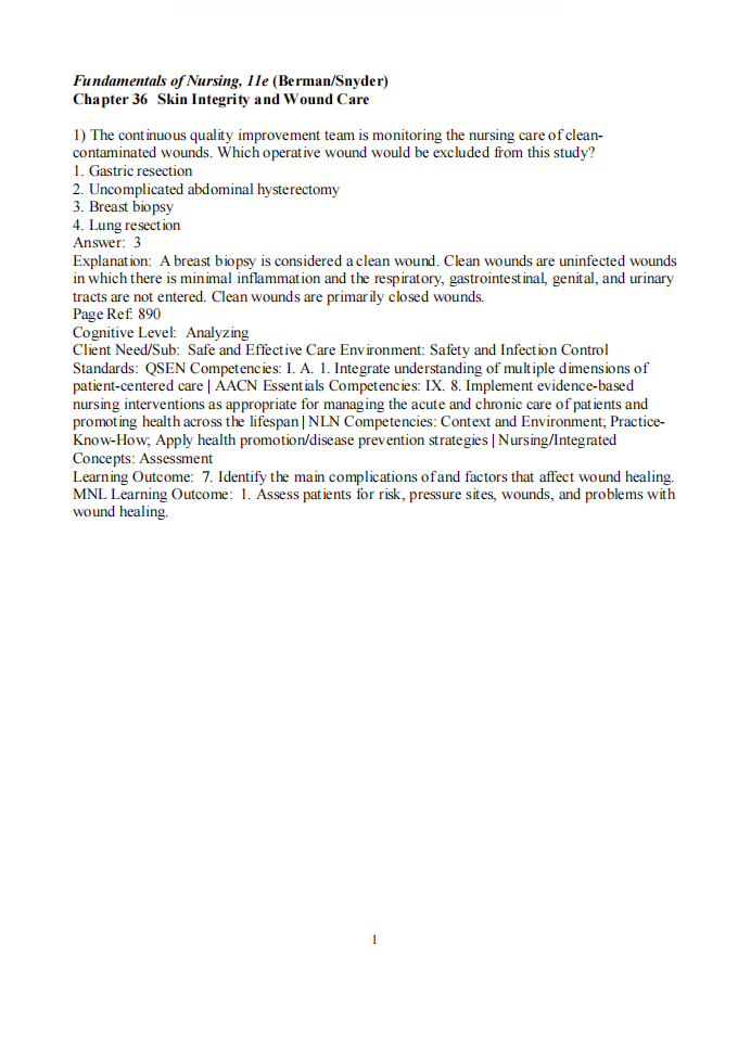 Test Bank Kozier & Erb’s Fundamentals of Nursing 11th Edition