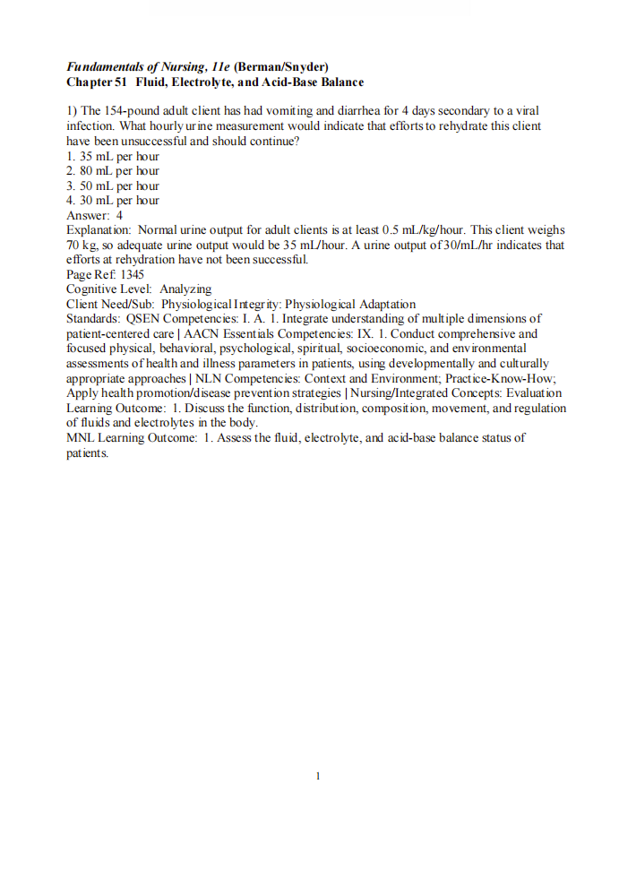 Test Bank Kozier & Erb’s Fundamentals of Nursing 11th Edition