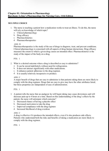 Test bank Lehne’s Pharmacology for Nursing Care, 11th Edition by Jacqueline Rosenjack Burchum