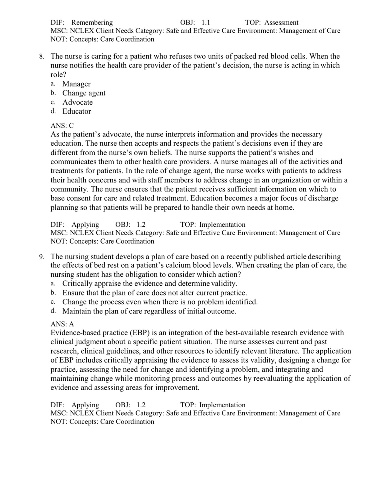 Test bank Fundamentals of Nursing Active Learning for Collaborative Practice 3rd Edition Yoost
